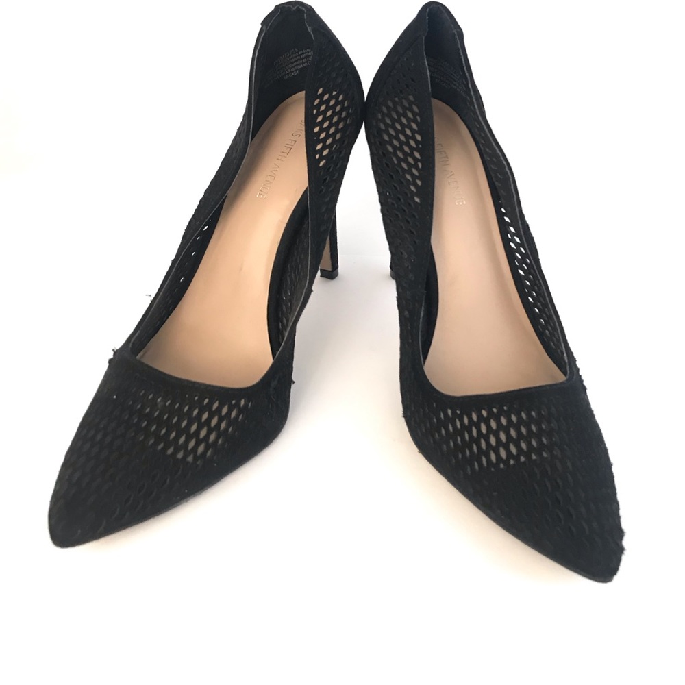 Saks Fifth dude black mesh pumps